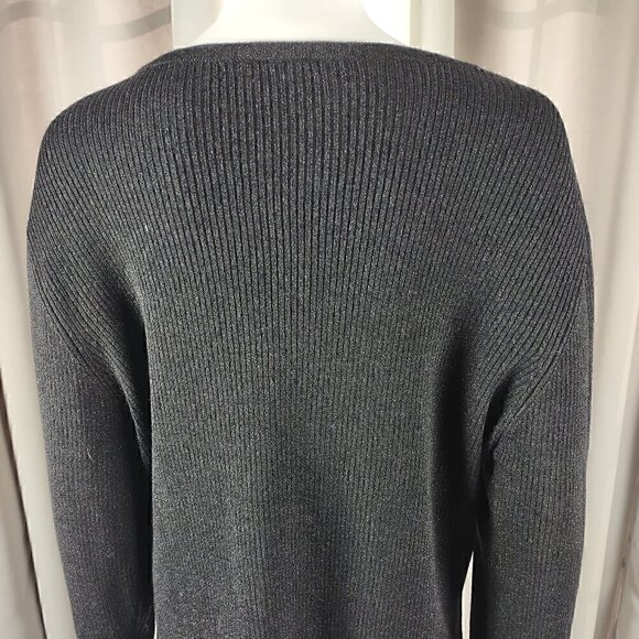 Merona Womens Dark Gray To Black Metallic Button Up Long Sleeve Sweater Size XL - Picture 4 of 10